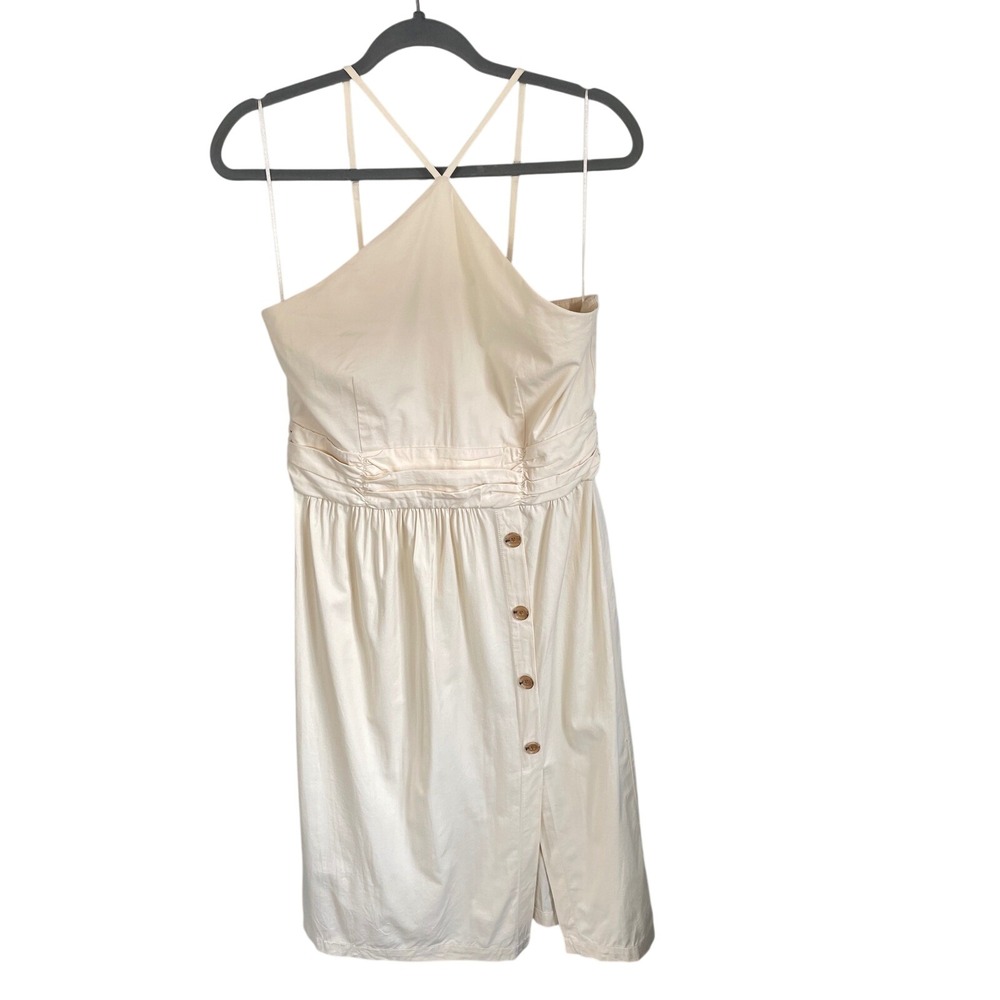 NWT Banana Republic‎ Halter Midi Dress Cream Off-White Button Detail Sz 6